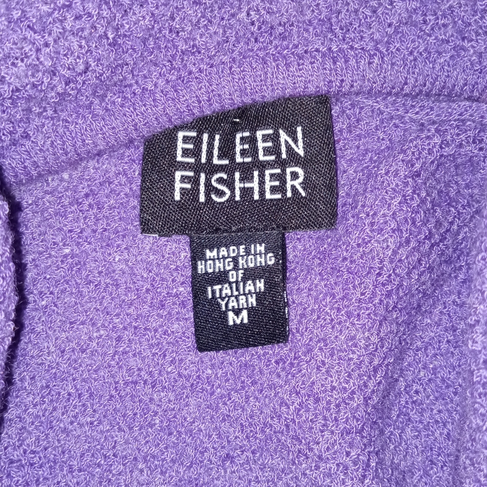 π EILEEN FISHER OPEN FRONT CARDIGAN SWEATER WATERFALL PURPLE KNIT SIZE M - Picture 5 of 6